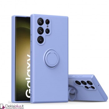 Švelnaus silikono dėklas su žiedu - šviesiai violetinis (Samsung S23 Ultra)